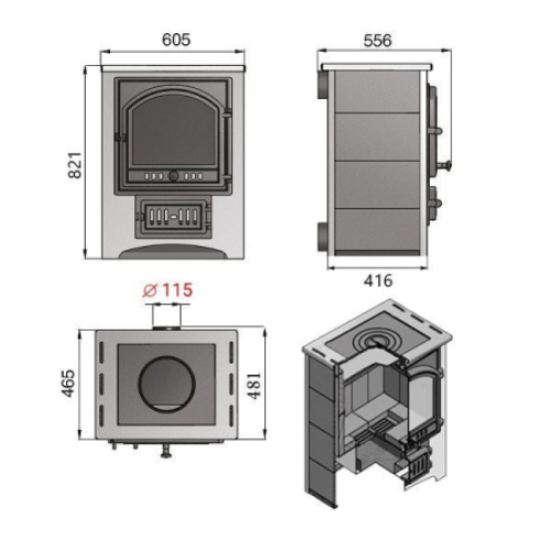 Дровяная печь Везувий ПК-01 (205) с плитой беж. 