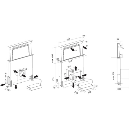 Встраиваемая вытяжка Falmec Down Draft 90 vetro ECP white в Краснодаре