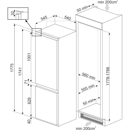 Встраиваемый холодильник Smeg C8175TNE в Краснодаре