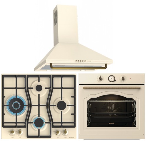 Комплект №4 (варочная панель Gorenje GW6D42CLI + духовой шкаф Gorenje BO6735CLI + вытяжка Gorenje WHC63CLI) в Краснодаре