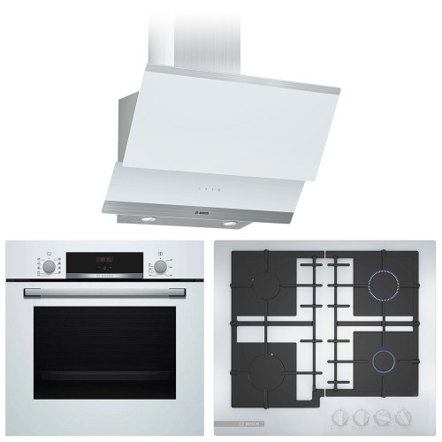 Комплект №13 (варочная панель Bosch PNP6B2B92R + духовой шкаф Bosch HBF534EW0R + вытяжка Bosch DWK065G20T) в Краснодаре