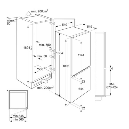Встраиваемый холодильник Smeg C8194N3E в Краснодаре