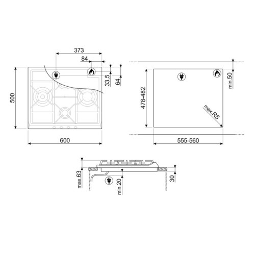 Варочная панель Smeg SER60SGH3 в Краснодаре