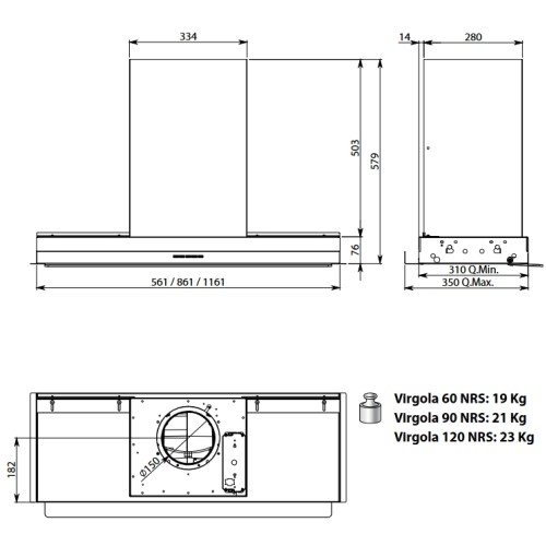 Встраиваемая вытяжка Falmec VIRGOLA TOUCH NRS 120 в Краснодаре