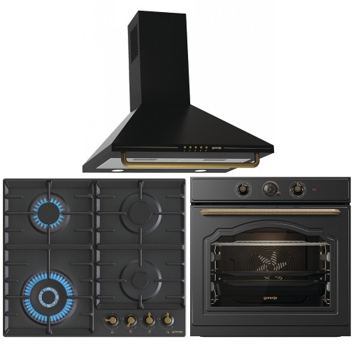 Комплект №6 (варочная панель Gorenje GW642CLB + духовой шкаф Gorenje BO6735CLB + вытяжка Gorenje WHC63CLB) в Краснодаре