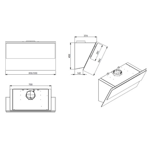 Наклонная вытяжка Falmec VERSO 85 BLACK в Краснодаре