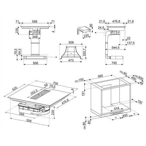 Варочная панель с вытяжкой Smeg HOBD472D в Краснодаре