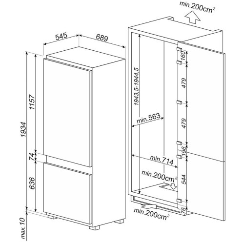 Встраиваемый холодильник Smeg C875TNE в Краснодаре