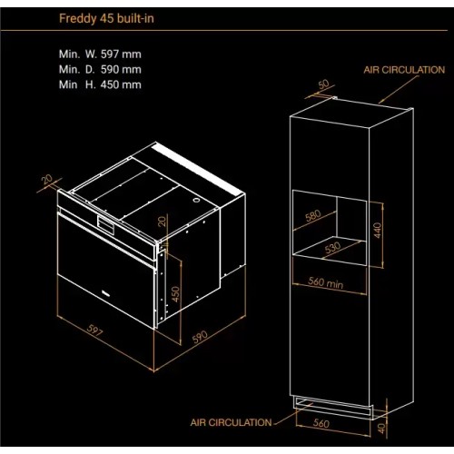 Встраиваемый шкаф шоковой заморозки Irinox Freddy 45 HF452350021 (под навесную панель/анодированная сталь) в Краснодаре