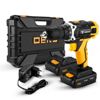 Дрель аккумуляторная DEKO DKCD 16 FU-Li 16v 2*1.5Ah Li-Ion + набор   063-4099