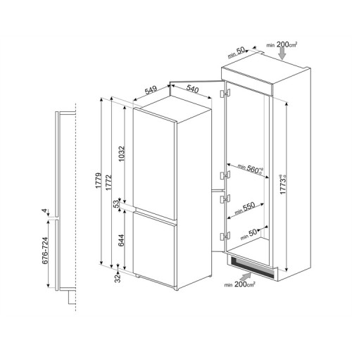 Встраиваемый холодильник Smeg C8174N3E в Краснодаре