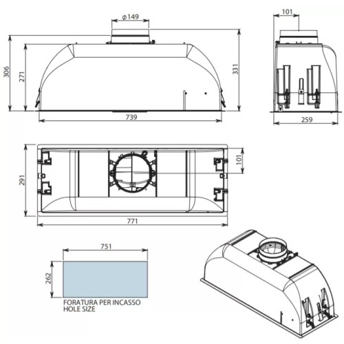 Встраиваемая вытяжка Falmec GRUPPO INCASSO PLUS 70 IX в Краснодаре