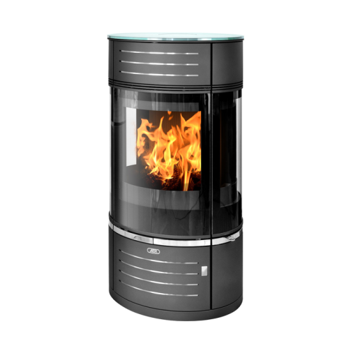 Дровяная печь ABX Atrium 7 V черная сталь с верхней плитой - стекло 