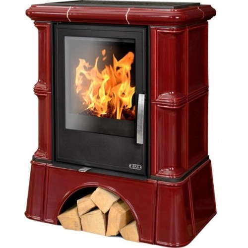 Дровяная печь ABX BAVARIA KI (6,9кВт в воду) кафельный цоколь, бордо 