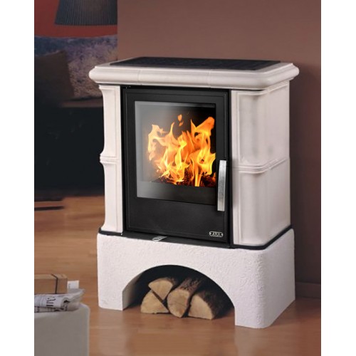 Дровяная печь ABX BAVARIA KI (6,9кВт в воду) белый цоколь, ахорн 