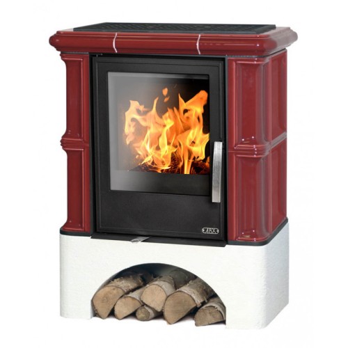 Дровяная печь ABX BAVARIA KI (6,9кВт в воду) белый цоколь, бордо 