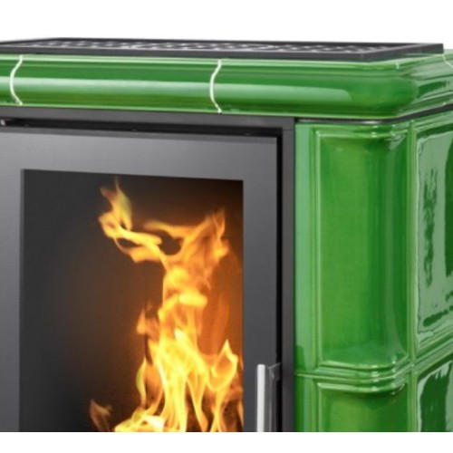 Дровяная печь ABX BAVARIA KI (6,9кВт в воду) кафельный цоколь, бутылочное стекло 