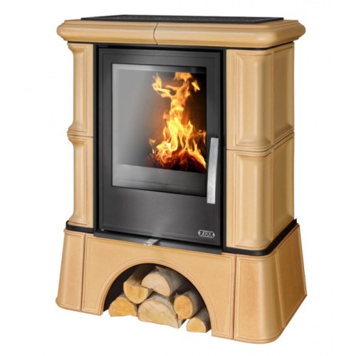 Дровяная печь ABX BAVARIA KI (6,9кВт в воду) кафельный цоколь, табак 