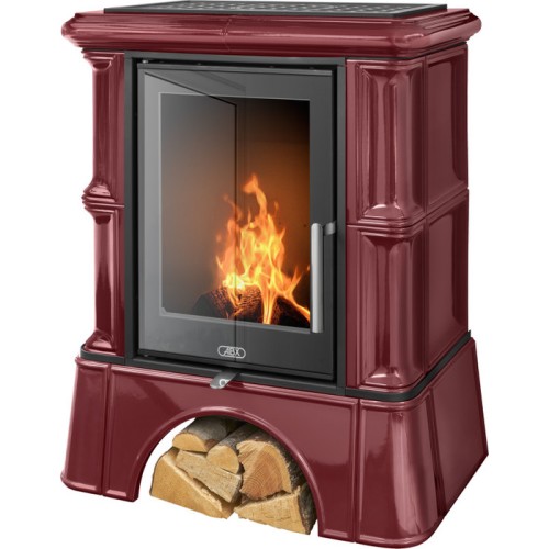 Дровяная печь ABX BAVARIA K (6,9кВт в воду) кафельный цоколь, бордо 