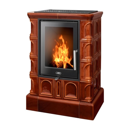 Дровяная печь ABX BRITANIA Exclusive кафельный цоколь, коричневая 