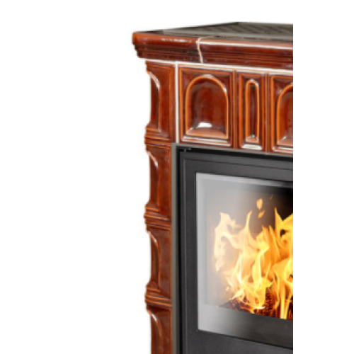 Дровяная печь ABX BRITANIA KI (6,9кВт в воду), белый цоколь, коричневая 