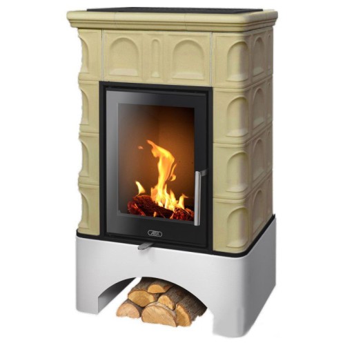 Дровяная печь ABX BRITANIA KI (6,9кВт в воду), белый цоколь, табак 