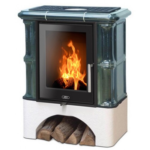 Дровяная печь ABX Bavaria EXclusive белый цоколь, бутылочное стекло 