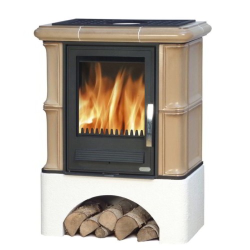 Дровяная печь ABX Bavaria K (6,9кВт в воду) белый цоколь, табак 