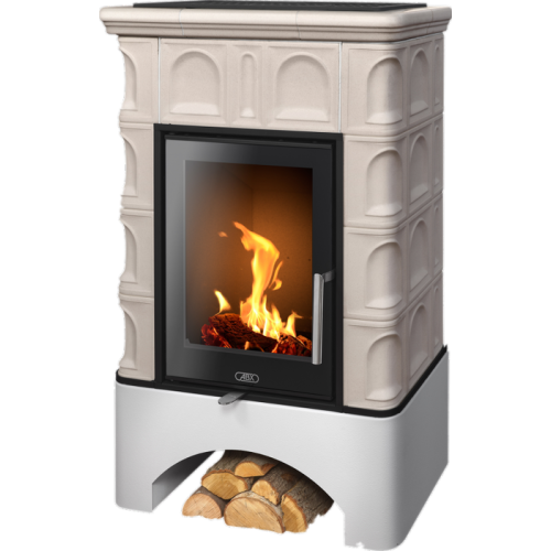 Дровяная печь ABX Britania EXclusive белый цоколь, перламутр 