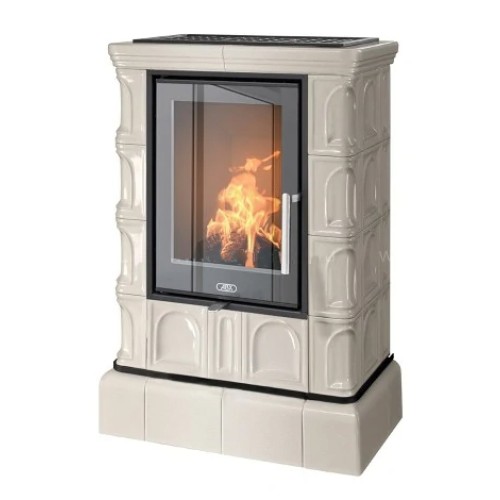 Дровяная печь ABX Britania Exclusive кафельный цоколь, перламутр 