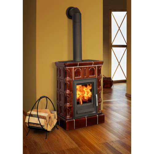 Дровяная печь ABX Britania KI кафельный цоколь, коричневая 