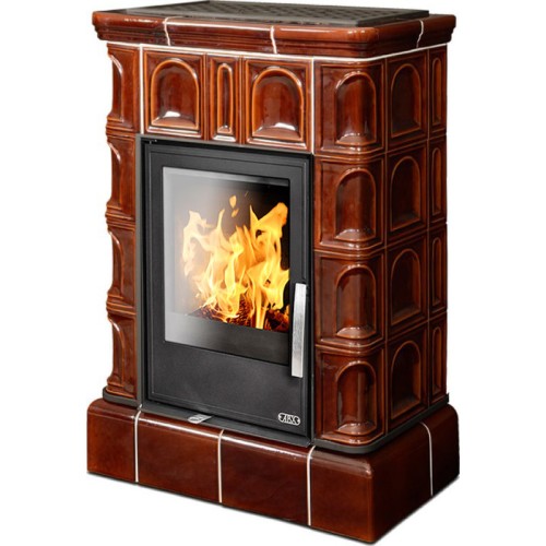 Дровяная печь ABX Britania KI кафельный цоколь, коричневая 