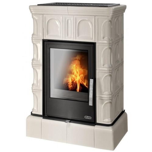 Дровяная печь ABX Britania KI кафельный цоколь, перламутр 