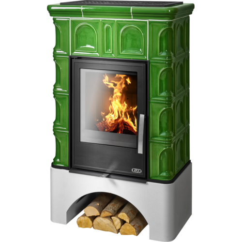 Дровяная печь ABX Britania KPI белый цоколь, зеленая 