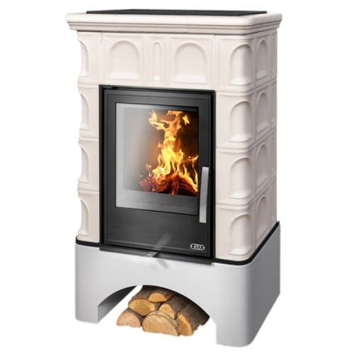 Дровяная печь ABX Britania K белый цоколь, перламутр 