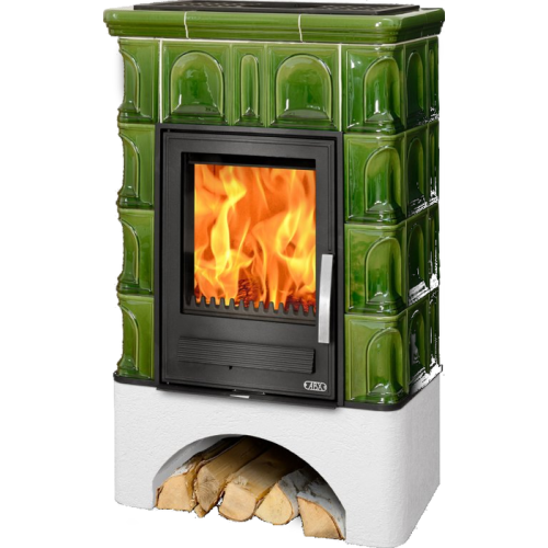 Дровяная печь ABX Britania LPI белый цоколь, зеленая 
