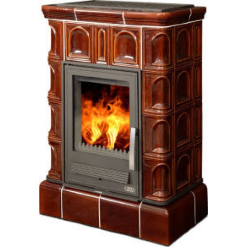 Дровяная печь ABX Britania LPI кафельный цоколь, коричневая 