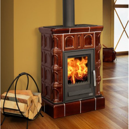 Дровяная печь ABX Britania LPI кафельный цоколь, коричневая 