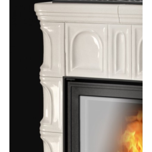 Дровяная печь ABX Britania LPI кафельный цоколь, перламутр 