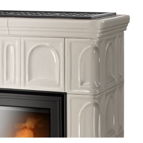 Дровяная печь ABX Britania LPI кафельный цоколь, перламутр 