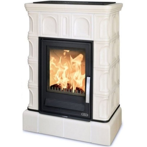 Дровяная печь ABX Britania LPI кафельный цоколь, перламутр 