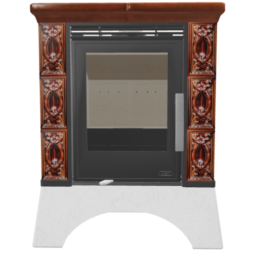 Дровяная печь ABX Helvetia KPI (6,9кВт в воду) белый цоколь, коричневая 