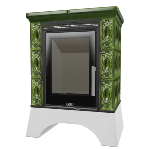 Дровяная печь ABX Helvetia KPI (6,9кВт в воду) белый цоколь, зеленая 