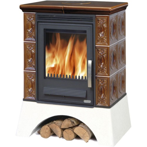 Дровяная печь ABX Helvetia KP (6,9кВт в воду) белый цоколь, коричневая 