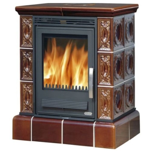 Дровяная печь ABX Helvetia KP кафельный цоколь, коричневая 