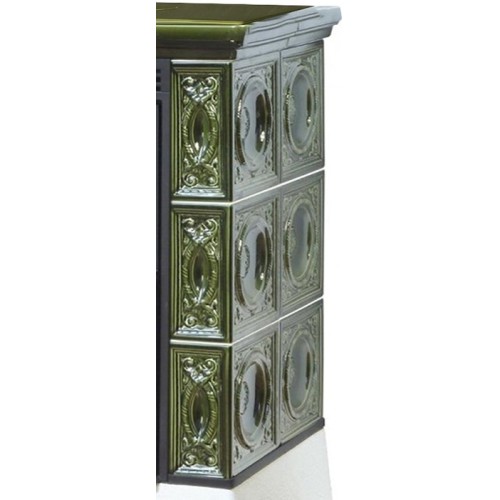 Дровяная печь ABX Helvetia K белый цоколь, зеленая 