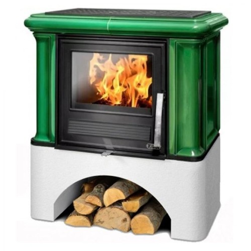 Дровяная печь ABX IKARIA KI белый цоколь, зеленая 