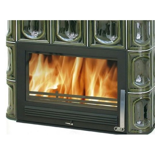 Дровяная печь ABX KARELIE Exclusive белый цоколь, зеленая 