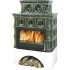 Дровяная печь ABX KARELIE Exclusive белый цоколь, зеленая 