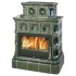 Дровяная печь ABX KARELIE Exclusive кафельный цоколь, зеленая 